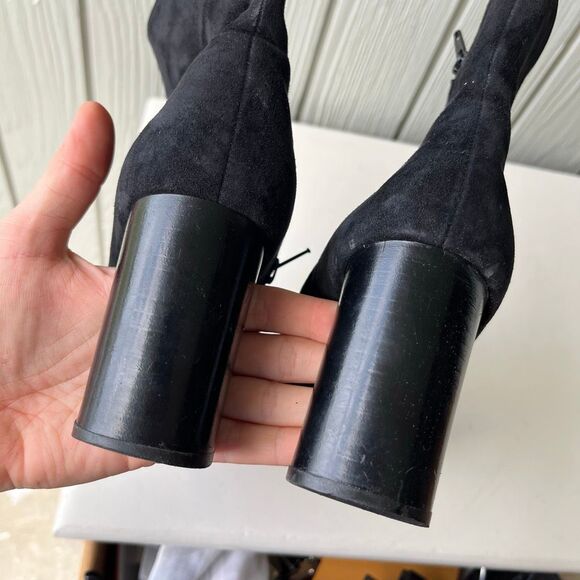 VTG Clergerie Paris Black Suede Platform Ankle Boots Women’s SZ 7.5–8 France - Picture 10 of 11